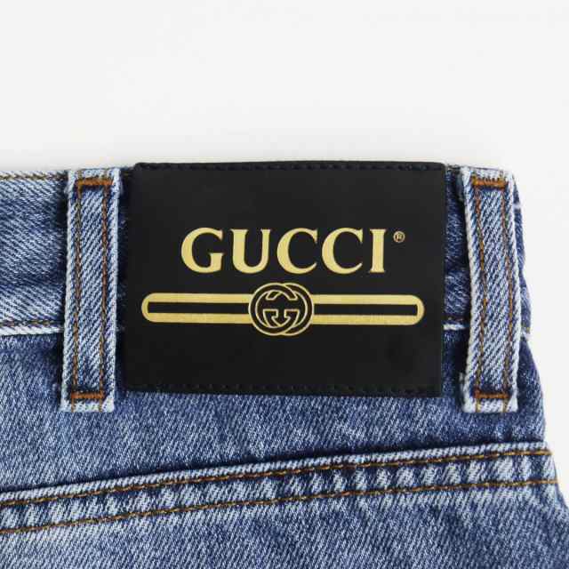 【ドンドン見直し】美品●GUCCI グッチ 408637 GG刺繍 ウォッシュ加工 テーパードデニムパンツ/ジーンズ インディゴブルー 34 伊製  正規｜au PAY マーケット