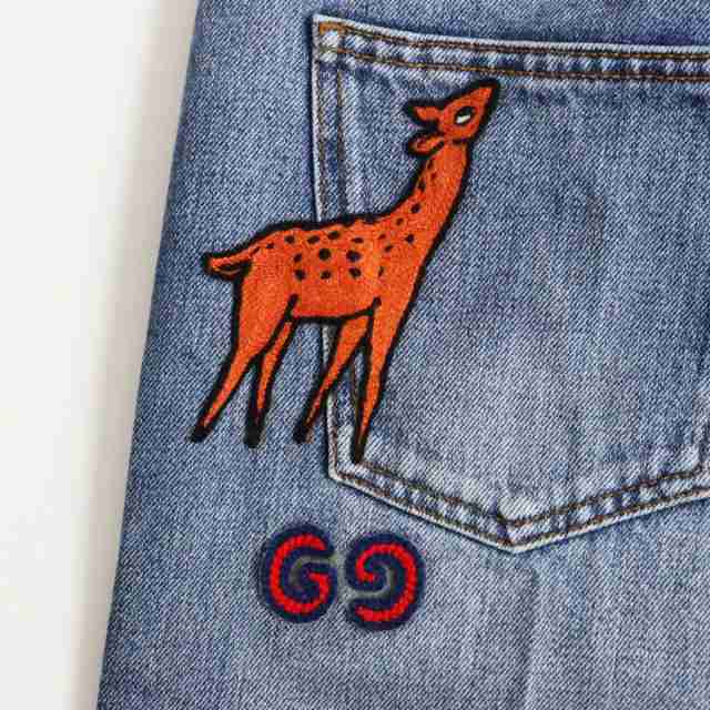 【ドンドン見直し】美品●GUCCI グッチ 408637 GG刺繍 ウォッシュ加工 テーパードデニムパンツ/ジーンズ インディゴブルー 34 伊製  正規｜au PAY マーケット