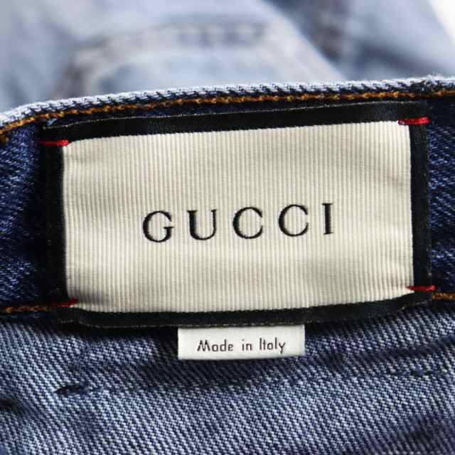 【ドンドン見直し】美品●GUCCI グッチ 408637 GG刺繍 ウォッシュ加工 テーパードデニムパンツ/ジーンズ インディゴブルー 34 伊製  正規｜au PAY マーケット