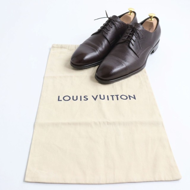 美品●LOUIS VUITTON ルイヴィトン ダイガ キャップトゥ/ストレートチップ LVロゴ レザーシューズ ブラウン 9 1/2 イタリア製  メンズ｜au PAY マーケット