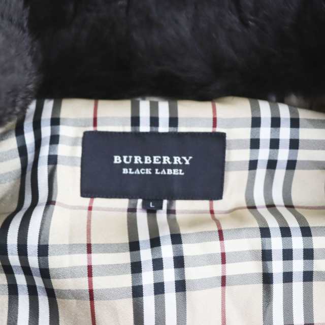 良品○BURBERRY BLACK LABEL バーバリーブラックレーベル 襟ファー付き