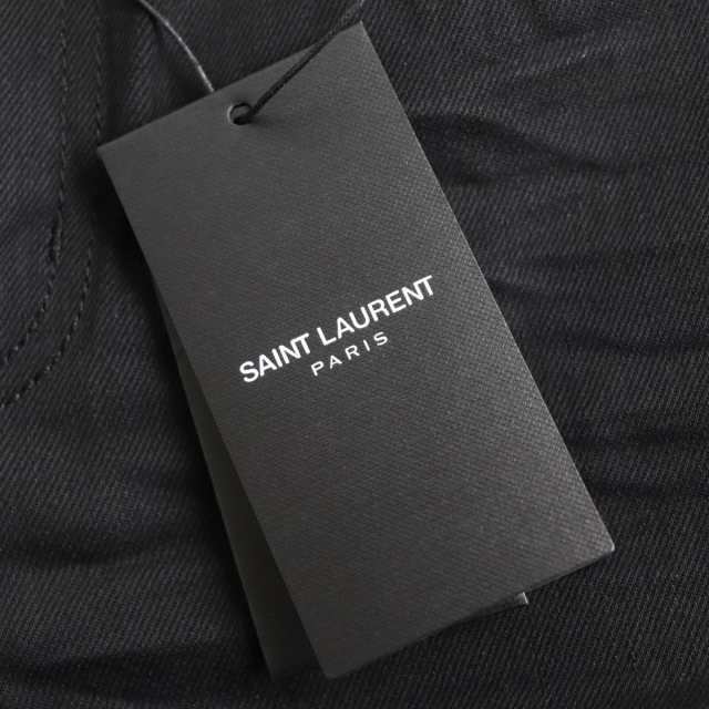 未使用品●22AW SAINT LAURENT PARIS サンローランパリ 527379 レザーロゴパッチ付 デニムパンツ ブラック 28 伊製  正規品 タグ付 メンズ｜au PAY マーケット