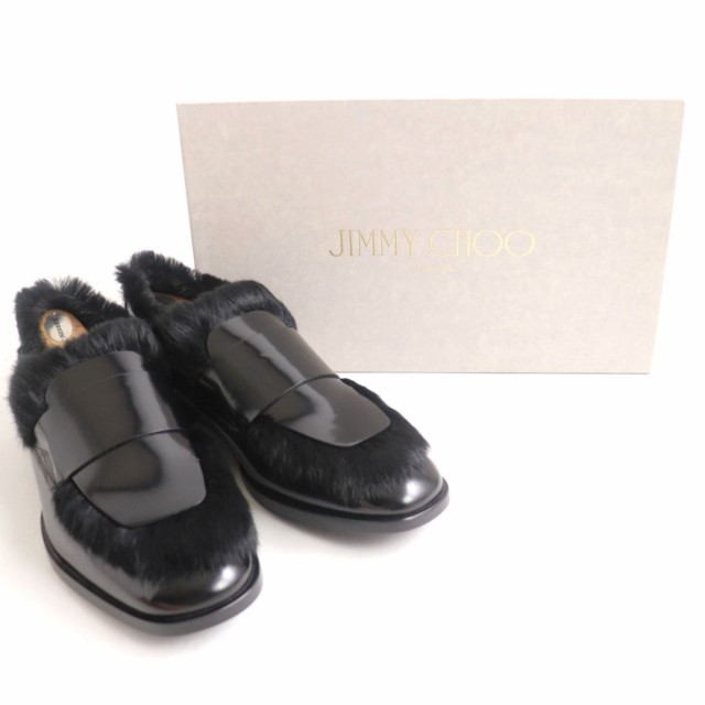 未使用品◆JIMMY CHOO ジミーチュウ TEDI ラビットファー×レザー ローファー/シューズ/スリッポン ブラック 43 メンズ イタリア製  箱｜au PAY マーケット