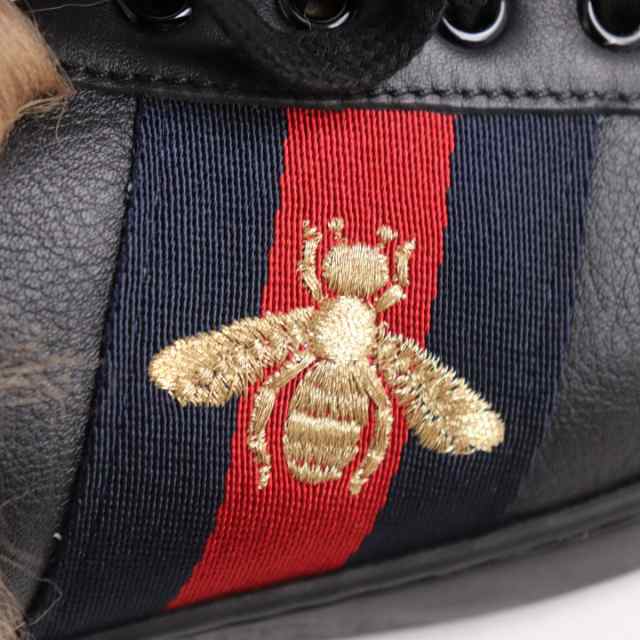 極美品◇GUCCI グッチ エース ファー レザースニーカー/シューズ BEE