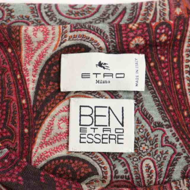 美品◆ETRO エトロ Ben Etro Essere クルーネック リヨセル ペイズリー柄 半袖Tシャツ XL マルチカラー メンズ イタリア製  正規品｜au PAY マーケット