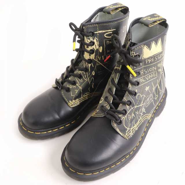 美品◆Dr.Martens ドクターマーチン×バスキア 60周年コラボ 1460 8ホールブーツ/ハイカットブーツ/レザーブーツ ブラック 7｜au  PAY マーケット