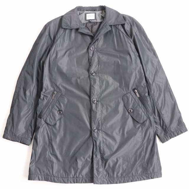 極美品◆ARMANI COLLEZIONI アルマーニコレツォーニ  ロゴZIP フロントボタン 中綿入り コート/ジャケット グレー 48 正規品 メンズ