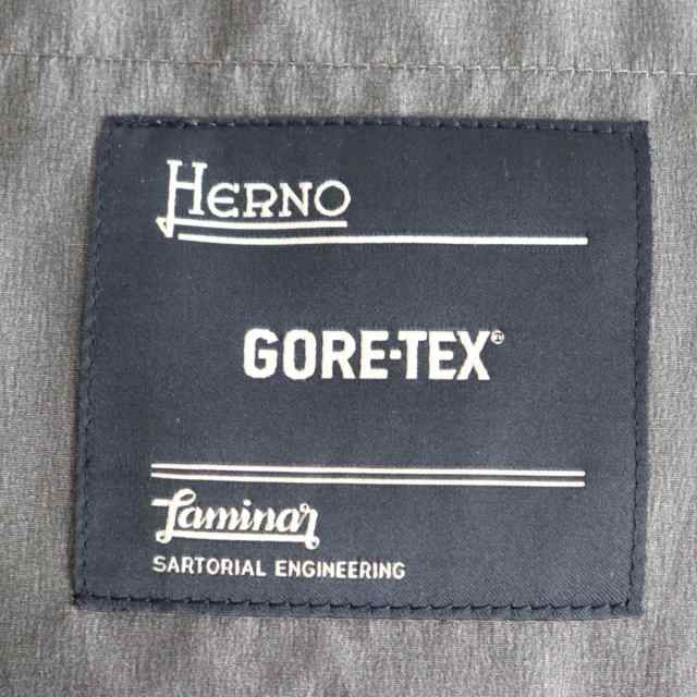 極美品◆HERNO ヘルノ Laminar ラミナー PI002UL GORE-TEX ゴアテックス ロゴ入りボタン ダウンステンカラーコート 紺  48 メンズ 正規品｜au PAY マーケット