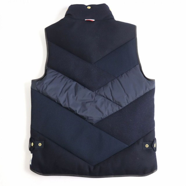 美品◆MONCLER GAMME BLEU モンクレールガムブルー GILET  ロゴワッペン スナップボタン ウールダウンベスト/ジレ ネイビー 1 伊製 正規