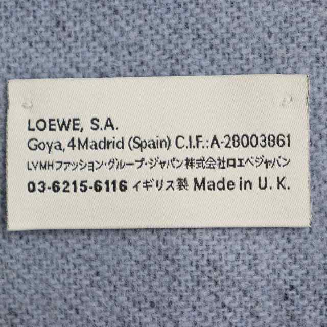 極美品◇LOEWE ロエベ アナグラム刺繍 フリンジ付き カシミヤ混 ウール