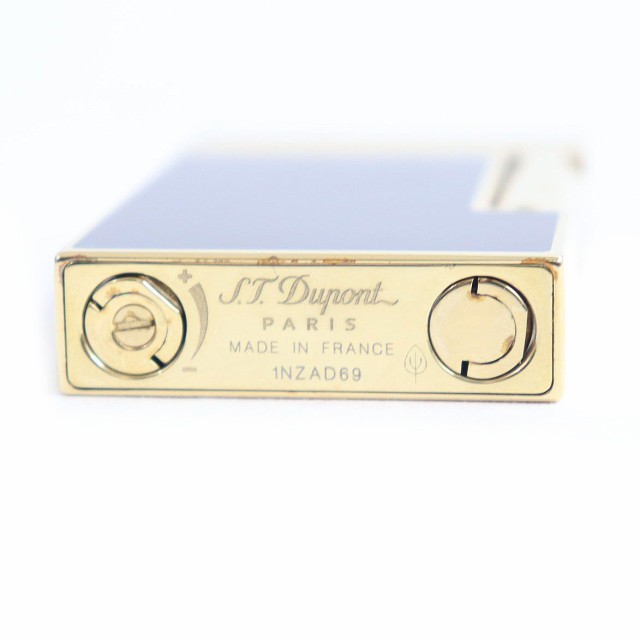 極美品◆S.T.Dupont エステーデュポン ライン2 クリング ローラー式 ライター ゴールド×ダークネイビー 箱付き フランス製 着火確認済