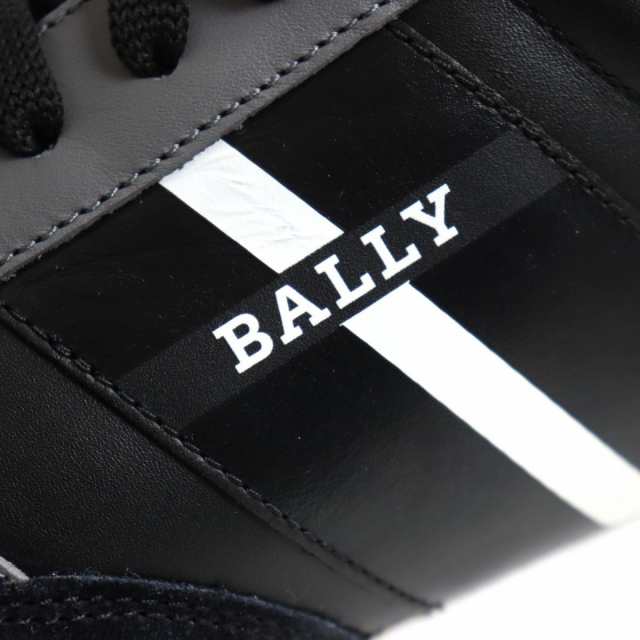 未使用品◆BALLY バリー GENK.O サイドロゴ スウェード使い レースアップ レザースニーカー/シューズ ブラック EU 8E/US 9D 箱・保存袋付き