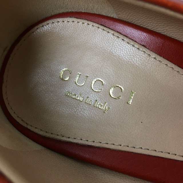 美品◎イタリア製 GUCCI グッチ レディース シマレザー GG柄 ホースビット オープントゥ パンプス ブラウン×ゴールド金具 36 1／2｜au  PAY マーケット