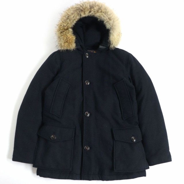 良品□WOOLRICH/ウールリッチ 1202040 ARCTIC PARKA フーデッド WZIP/ロゴボタン ダウンジャケット ネイビー XS 正規品 日本サイズS相当