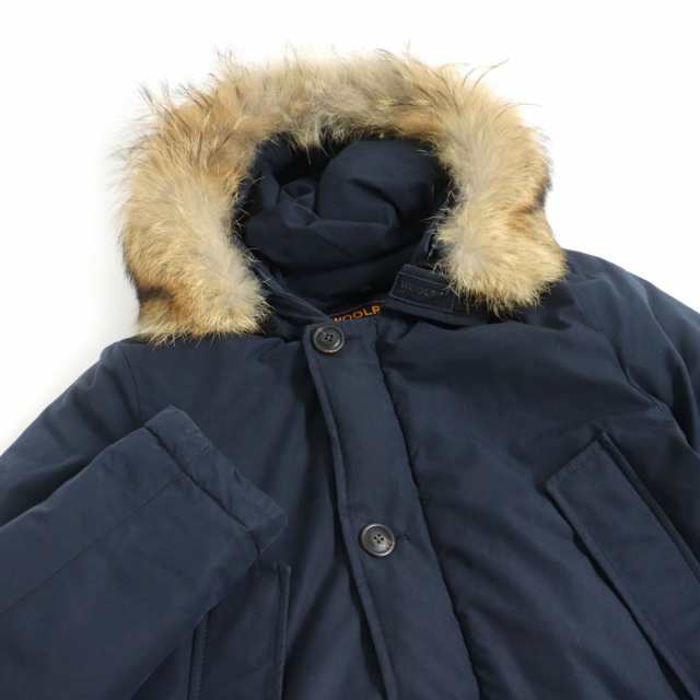 良品□WOOLRICH/ウールリッチ 1402057 ARCTIC PARKA コヨーテファー/フーデッド ダブルジップ ダウンジャケット ネイビー US:XXS 正規品