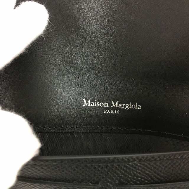 未使用□Maison Margiela/メゾンマルジェラ SA3TT0002 ストラップ付 札入れ/レザーウォレット ブラック UNI  箱・ギャランティカード付｜au PAY マーケット