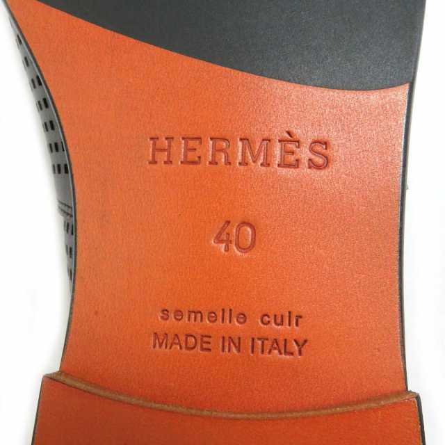 未使用品□2022年製 HERMES/エルメス エレオス ヴォーペルフォレ/レザー モカシン/フラットシューズ ブラック 40 イタリア製  箱・袋付き｜au PAY マーケット