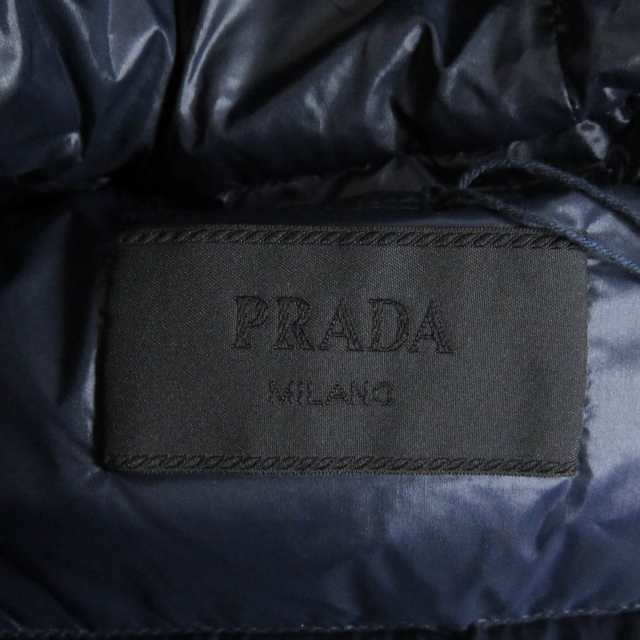 未使用品□20-21AW PRADA/プラダ SGA654 トライアングルロゴ/三角プレート ZIPUP フーデッド ダウンジャケット ネイビー 48  正規品 メン｜au PAY マーケット