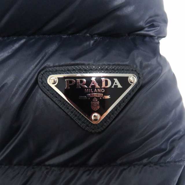 未使用品□20-21AW PRADA/プラダ SGA654 トライアングルロゴ/三角プレート ZIPUP フーデッド ダウンジャケット ネイビー 48  正規品 メン｜au PAY マーケット