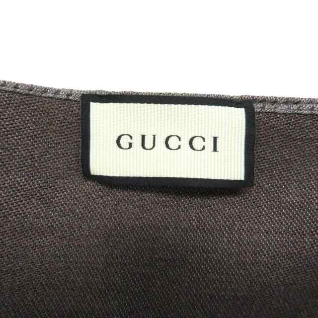 極美品□GUCCI/グッチ GG総柄 ウール×シルク 薄手 フリンジマフラー