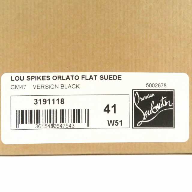 未使用品□クリスチャンルブタン 3191118 LOU SPIKES ORLATO FLAT SUEDE スパイクスタッズ レザー ハイカットスニーカー 黒 41 イタリア製