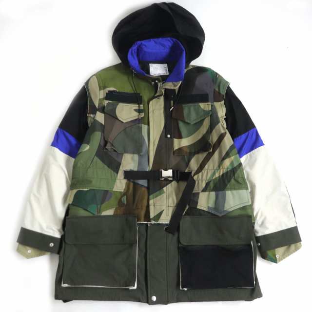 未使用品□21AW sacai×KAWS サカイ カウズ カモフラ フード入り 2WAY ...