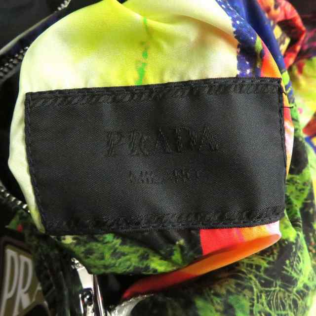 極美品□2018年製 PRADA/プラダ グラフィックプリント/無地 リバーシブル ZIPUP ナイロンパーカー/ブルゾンジャケット M 黒/マルチ  正規｜au PAY マーケット