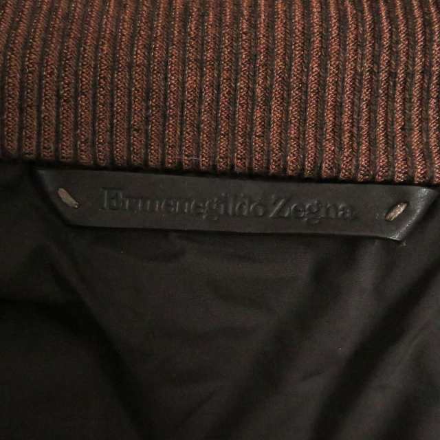 良品□Ermenegildo Zegna/エルメネジルドゼニア 無地 ダブルジップ ダウンジャケット/ブルゾン ブラウン 48 正規品 ハンガー付き メンズ