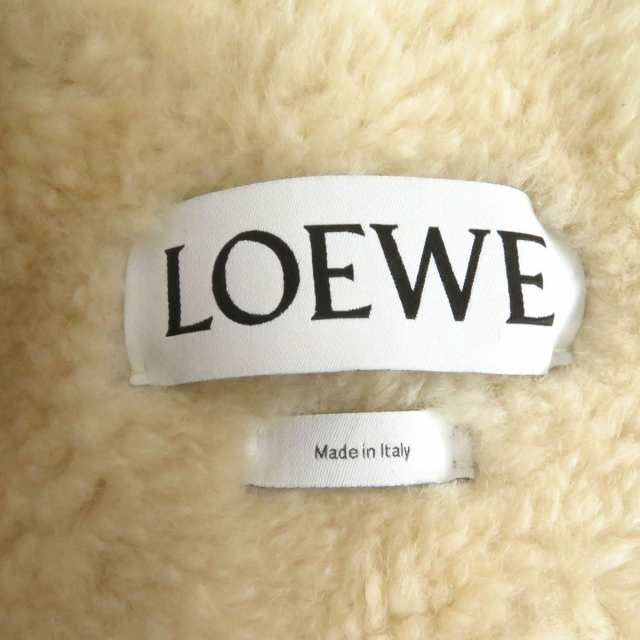 極美品□LOEWE/ロエベ ストライプ柄 シアリングライニング ショールカラー ウール×シルク ジャガード ムートンコート 赤×黒 44 伊製｜au  PAY マーケット