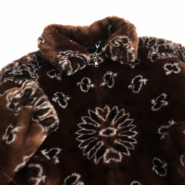 極美品□21SS Supreme/シュプリーム Bandana Faux Fur Bomber Jacket ペイズリー フェイクファー ボンバージャケット ブラウン S 正規品　t15-st30217-41359cm肩幅