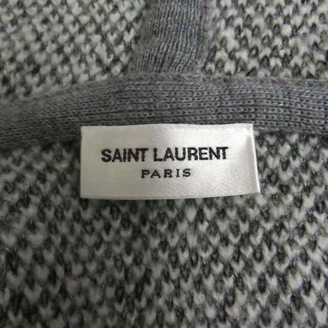 SAINT LAURENT PARIS ストライプフーデッドニットカーディガン-