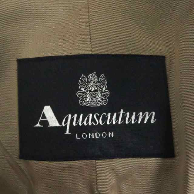 美品□Aquascutum LONDON/アクアスキュータム ロンドン カシミヤ混ライナー付 裏チェック柄 ロゴボタン トレンチコート ベージュ 36  正規｜au PAY マーケット