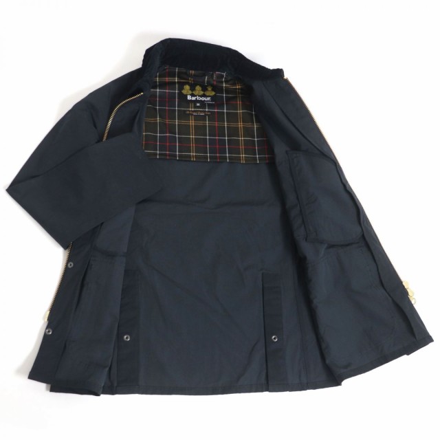 美品□Barbour/バブアー 2201152 BEDALE SL PEACHED 襟元コーデュロイ WZIP ノンオイルドジャケット/カバーオール  ネイビー 38 正規品｜au PAY マーケット