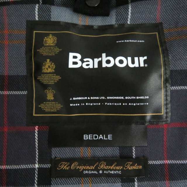 極美品□Barbour/バブアー 1902066 BEDALE ビデイル 裏チェック柄 WZIP オイルドジャケット/カバーオール 黒 44 イングランド製 正規品