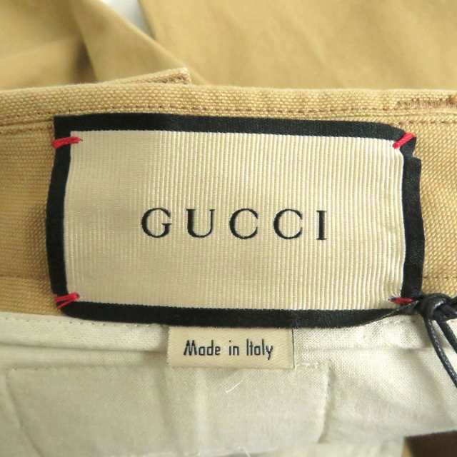 極美品□GUCCI/グッチ ロゴパッチ付き コットン100％ ワークパンツ