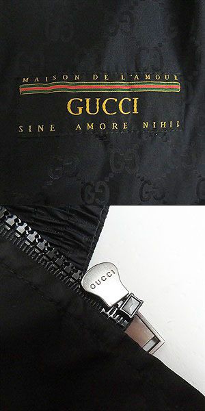 美品□GUCCI/グッチ 618891 GGジャガード ウェブライン フード入り ジップアップ ナイロンブルゾン/ウインドブレーカー 黒 44 伊製  正規｜au PAY マーケット