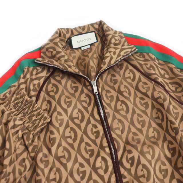 未使用品□19AW GUCCI/グッチ 596002 Gランバス 総柄 ウェブライン トラックジャケット/ジャージ/ブルゾン ブラウン S イタリア製  正規品｜au PAY マーケット