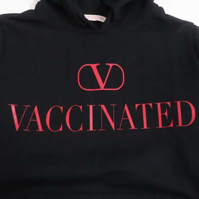 美品□21AW VALENTINO×CLONEY ヴァレンティノ クロニー VACCINATEDロゴ プルオーバー スウェットパーカー/フーディー 黒  XS 伊製 正規品｜au PAY マーケット