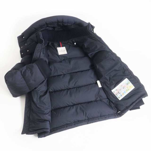 美品□17-18AW MONCLER/モンクレール RILLIEUX ウール カシミヤ混 切替デザイン フーデッド WZIP ダウンジャケット ネイビー 1 正規品