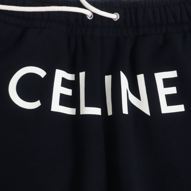 美品□21SS CELINE/セリーヌ 2Z056052H ロゴプリント コットン ルーズ ジョガーパンツ/スウェットパンツ ブラック XS  イタリア製 正規品｜au PAY マーケット