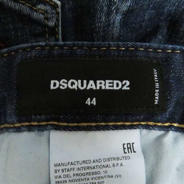 美品□22SS ディースクエアード S71LB1073 Sexy Twist Jean ボタンフライ ペンキ加工 クラッシュデニム/スキニージーンズ 青 44 伊製 正規