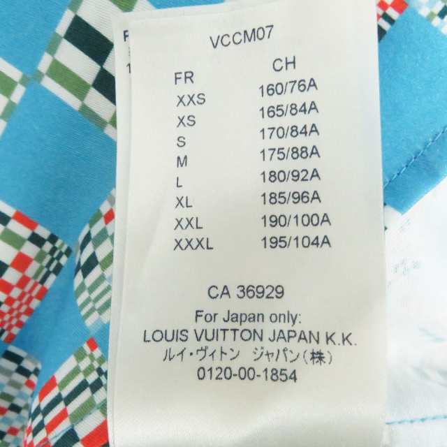 未使用品□21SS LOUIS VUITTON/ルイヴィトン 1A8PC3 ディストーテッドダミエ 総柄 長袖 クラシックシャツ ライトブルー S  伊製 正規品｜au PAY マーケット