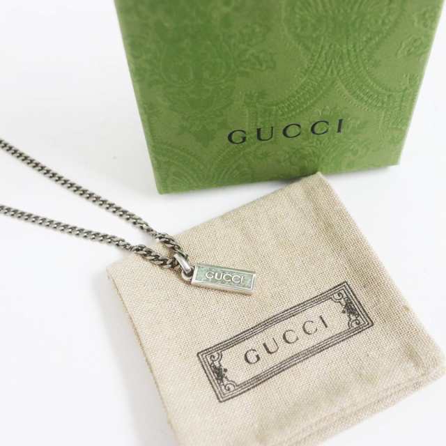 美品□GUCCI/グッチ 678714 Ag925×エナメル ロゴプレート ゴルメット