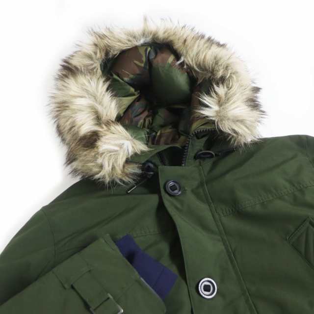 美品□ポロラルフローレン 710756916003 ANNEX PARKA JACKET 裏カモフラ柄 フーデッド WZIP ダウンコート/ジャケット  カーキ L 正規品｜au PAY マーケット