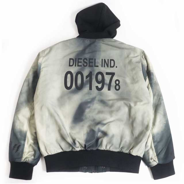 極美品□DIESEL/ディーゼル J-FOREST ロゴプリント グラデーション レイヤードデザイン ボンバージャケット/ブルゾン ブラック系 XL  正規｜au PAY マーケット