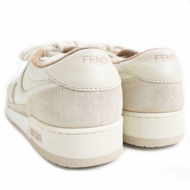 美品□定価￥132,000 FENDI/フェンディ 8E8252AHH2F1FHT マッチ FFロゴ ズッカ スウェード ロートップ レザースニーカー ピンク 6 伊製