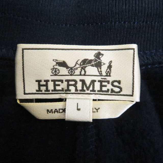 美品□2021年製 HERMES/エルメス サイドHロゴ コットン 裏起毛