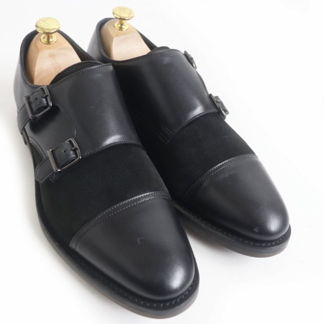 美品□JOHN LOBB/ジョンロブ WILLIAM ダブルモンクストラップ スウェード レザー 切替デザイン ドレスシューズ ブラック 8E  イングランド｜au PAY マーケット