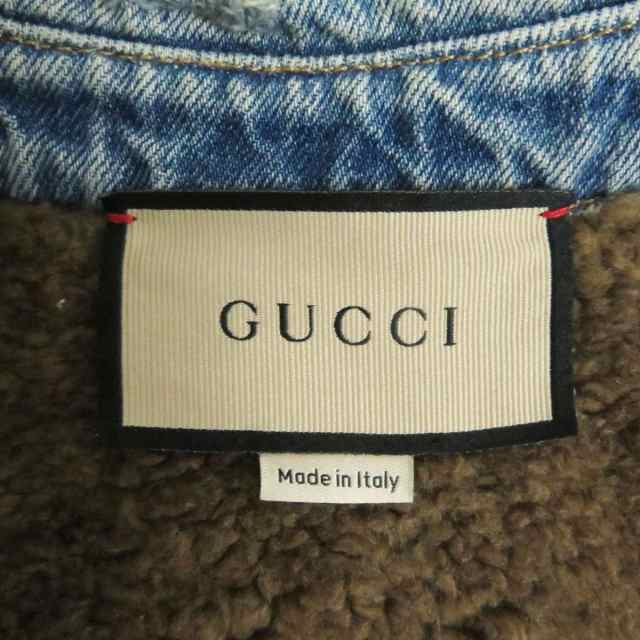 極美品□22AW GUCCI/グッチ 667998 You Got Good Taste バックプリント クラッシュ加工 裏ボア デニムジャケット  ブルー 44 伊製 正規品｜au PAY マーケット