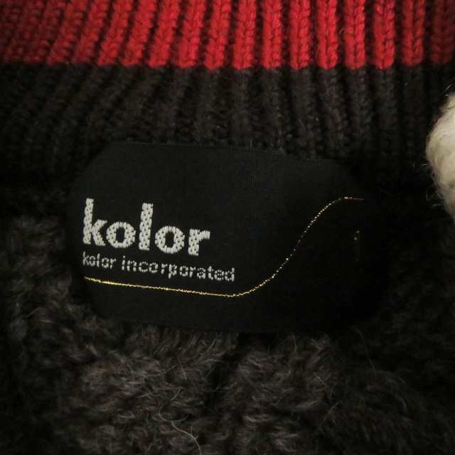 kolor カラー 21AW CRAZY PATTERN KNIT ビッグケーブル ドッキングデザイン チルデンニット 長袖セーター 21WCM-N02302 ブラウン